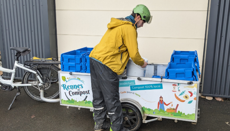 Remorque vélo collecte biodéchets Toutenvelo